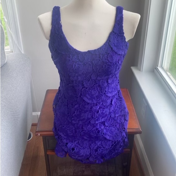 Ralph Lauren clearance Royal Purple Lace Dress size 2 P - Picture 1 of 8